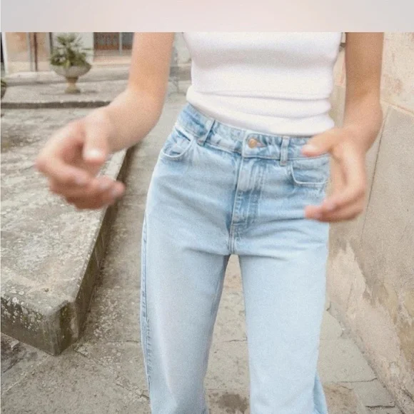 Zara Light Blue Straight Leg Jeans - Picture 3 of 8